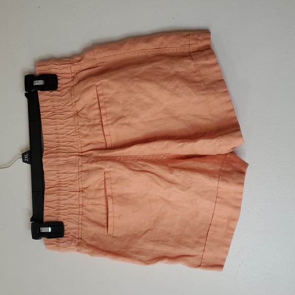 Athleta Cabo Linen 4" Shorts Size 0 Resortwear Vacation Orange Elastic Waist - Picture 6 of 12